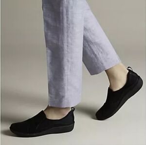 CLARKS Cloudsteppers™ Sillian Paz Flats - 8½ Wide US, 39.5 EU Black Leather